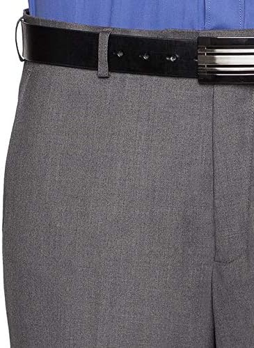 Mens Slim fit Dress Pants Flat-Front - Modern Formal Business Wrinkle Free No Iron Grey 40Wx30L
