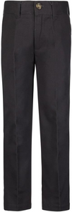 Boys Uniform Straight Twill Pant - Flat Front Wrinkle Free Cotton Slacks - Charcoal