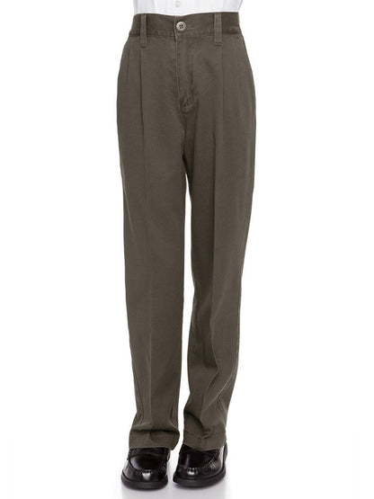 AKA Boys’ Flat-Front Back-Elastic Twill Pants