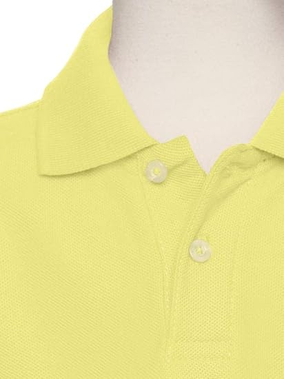 AKA Boys Wrinkle-Free Polo Shirt - Pique Chambray Collar Comfortable Quality - Yellow - Short Sleeve