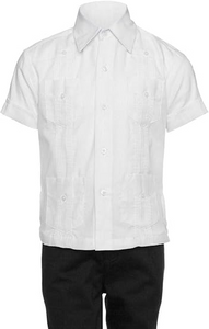 Big Boy's Little Boys Long Sleeve/Short Sleeve Linen Look Guayabera Shirt - White