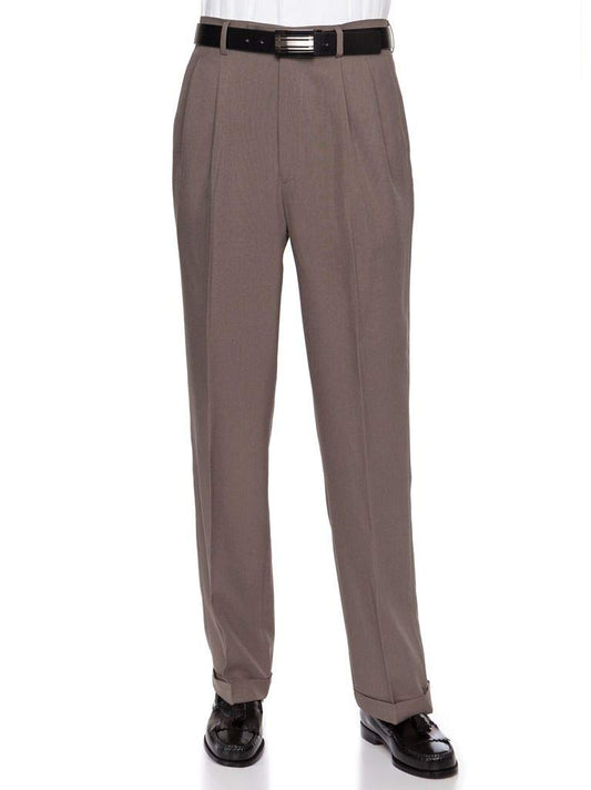 RGM Men’s Pleated Black Polyester Dress Pants – Regular & Expandable Waist