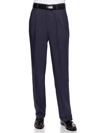 RGM Men’s Pleated Black Polyester Dress Pants – Regular & Expandable Waist