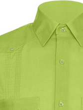 Load image into Gallery viewer, Short Sleeve Guayabera Shirt - for Men Cuban Linen Look - Lime
