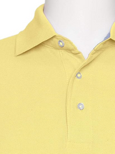 Load image into Gallery viewer, AKA Men&#39;s Solid Polo Shirt Classic Fit - Pique Chambray Collar Comfortable Quality - Dark Yellow
