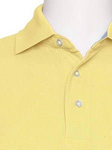 AKA Men's Solid Polo Shirt Classic Fit - Pique Chambray Collar Comfortable Quality - Dark Yellow