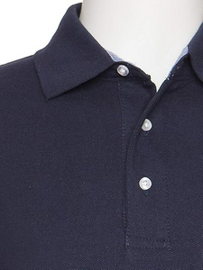 AKA Men's Solid Polo Shirt Classic Fit - Pique Chambray Collar Comfortable Quality