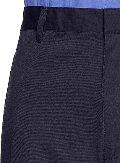 AKA Half Elastic Wrinkle Free Flat Front Men's Slacks – Relaxed Fit Twill Casual Pant - Navy