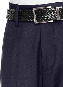 Boys Pant with Two Side Two Back Pockets Non-Elastic Waistband, Slim Pants for Boys Goes with Any Shirt Suit Jacket - Navy-poly-rayon