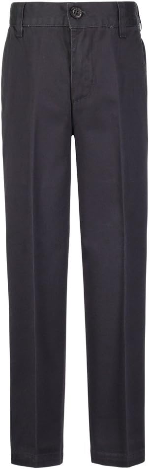 Boys Wrinkle Free Flat-Front Back Elastic Straight-Leg Cotton Twill Pants