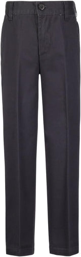 Boys Wrinkle Free Flat-Front Back Elastic Straight-Leg Cotton Twill Pants
