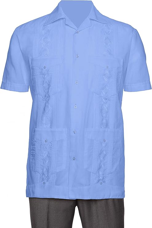 Boys Short Sleeve Linen Look Guayabera Shirt