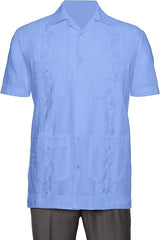 Boys Short Sleeve Linen Look Guayabera Shirt