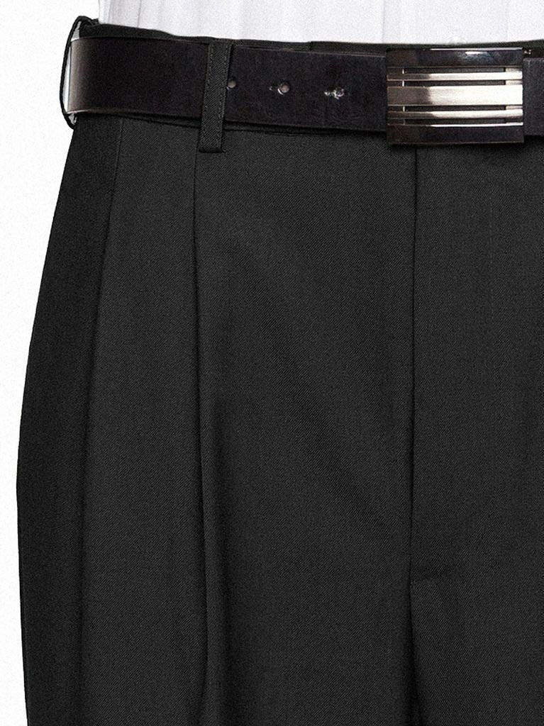 GIOVANNI UOMO Men’s Pleated Front Expandable Waist Dress Pants – Black, Cuffed Hem