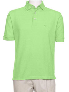 Men's Spring Green Solid Polo Shirt Classic Fit - Pique Chambray Collar- large sizes