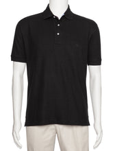 Load image into Gallery viewer, Men&#39;s Black Solid Polo Shirt Classic Fit - Pique Chambray Collar
