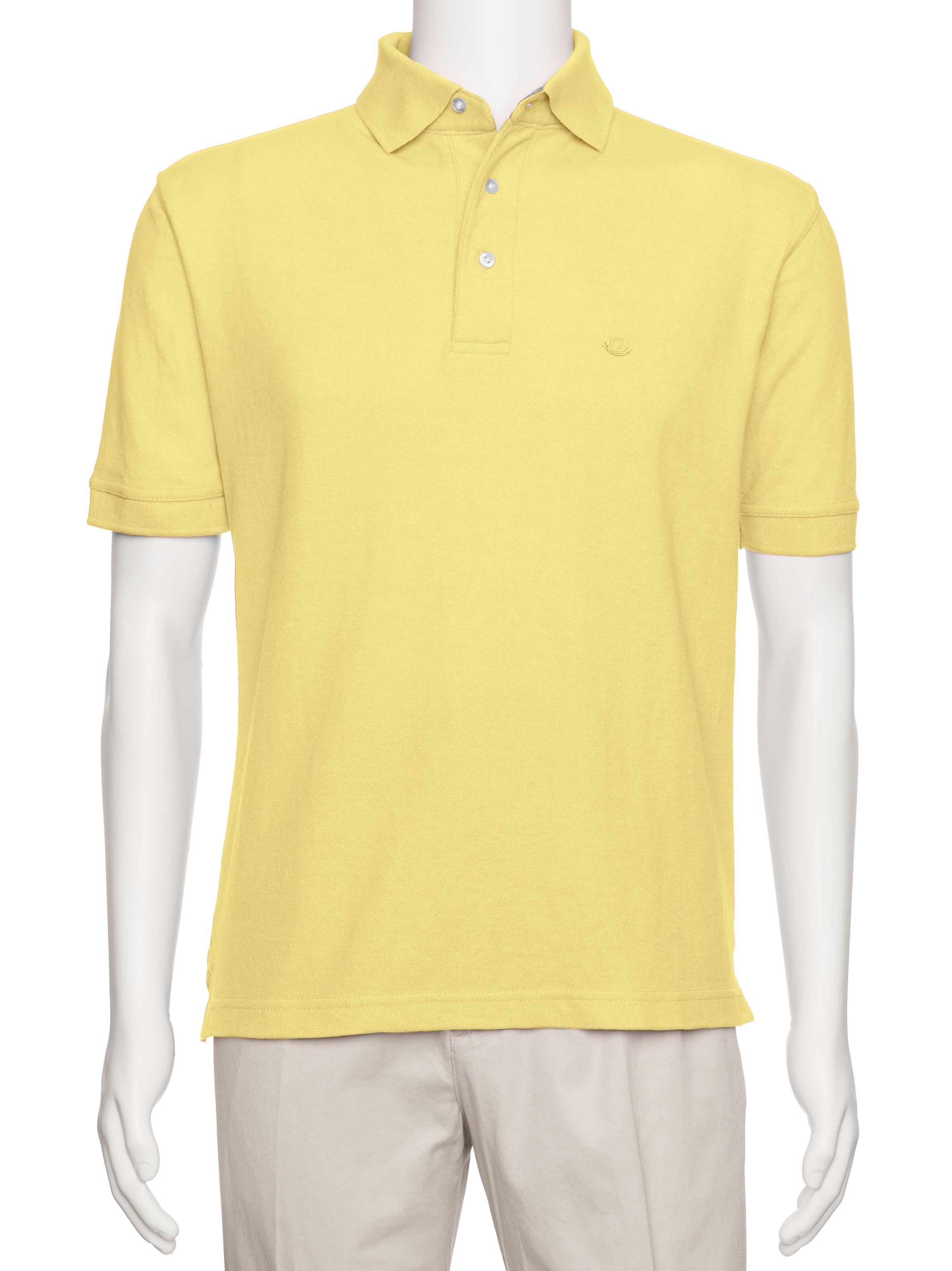 Men's Yellow Solid Polo Shirt Classic Fit - Pique Chambray Collar- large sizes