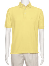 Men's Yellow Solid Polo Shirt Classic Fit - Pique Chambray Collar