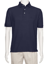 Load image into Gallery viewer, Men&#39;s Navy Solid Polo Shirt Classic Fit - Pique Chambray Collar
