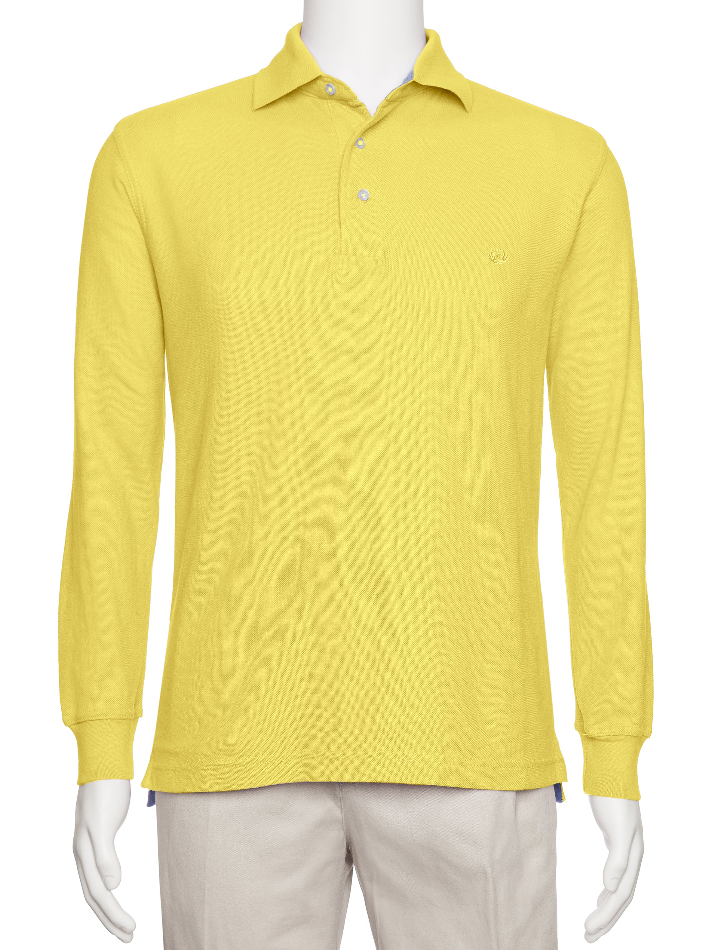 Men's Maize Solid Polo Shirt Classic Fit - Pique Chambray Collar- large sizes