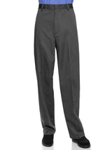 AKA Half Elastic Wrinkle Free Flat Front Men's Slacks – Relaxed Fit Twill Casual Pant Large Sizes
