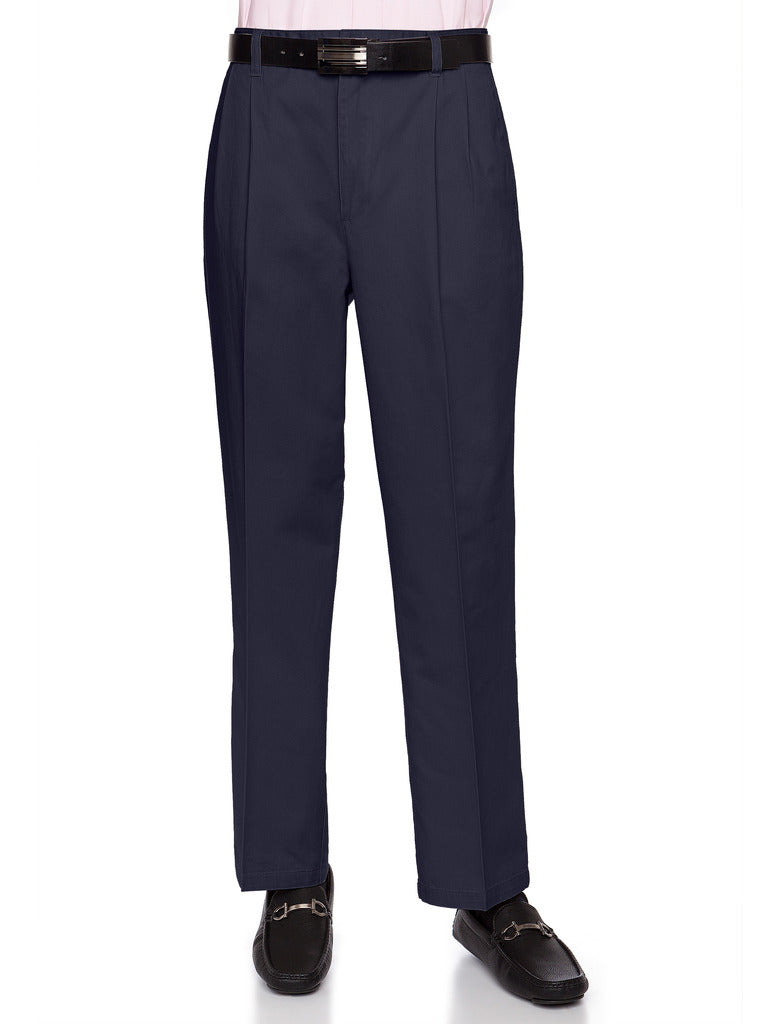 AKA Men's Wrinkle Free Cotton Twill - Traditional Fit Slacks Chino Straight-Legs Casual Pants - Large Sizes
