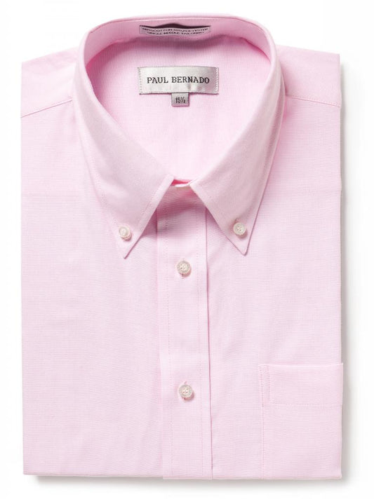 Men's Short Sleeve Oxford Shirt-Wrinkle-Free Button Down Collar