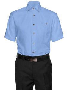 Men's Wrinkle Free 100% Cotton Button Down Collar Short Sleeve