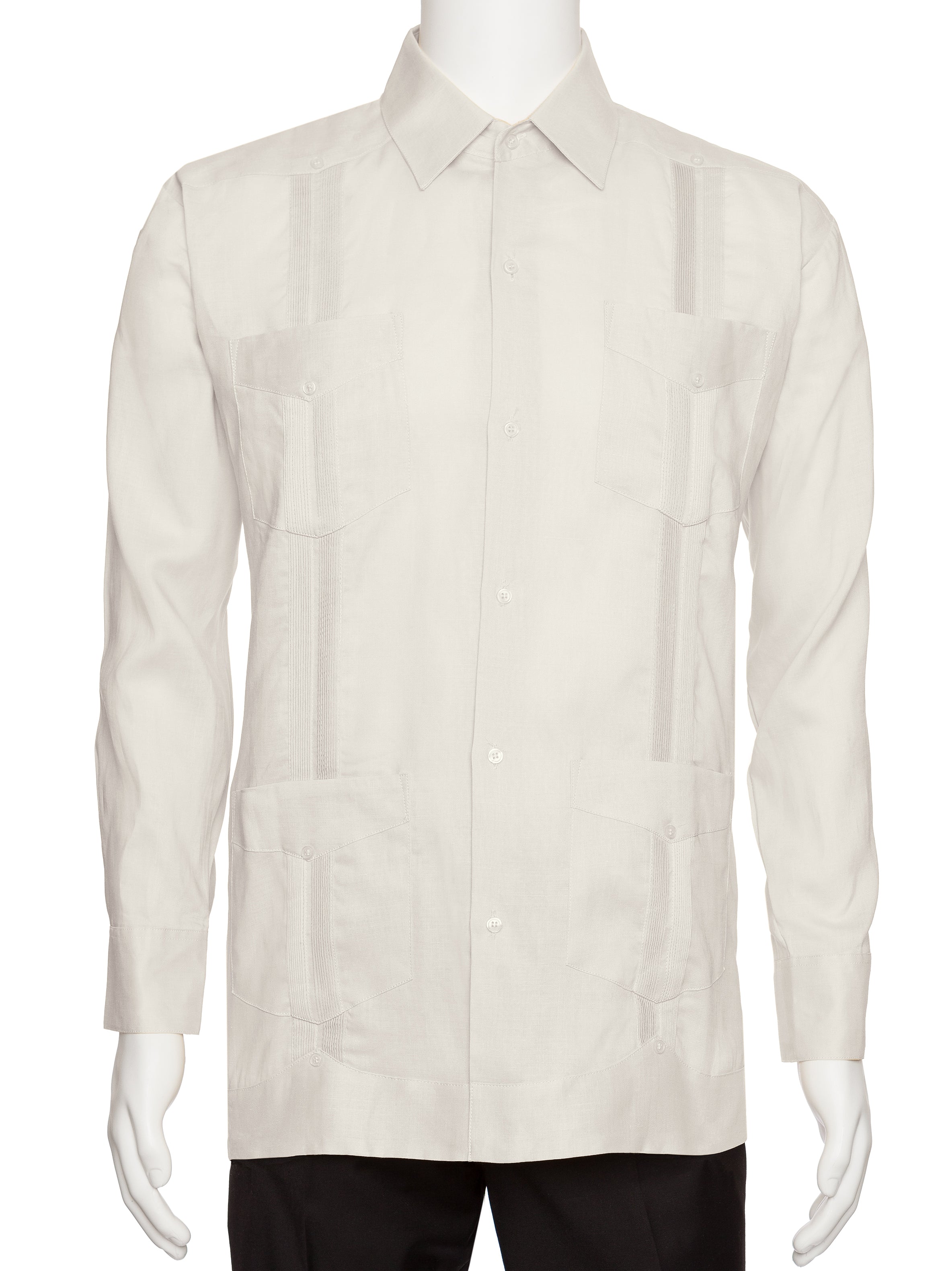Mens Long Sleeve 100% Linen Guayabera Shirt