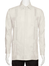 Load image into Gallery viewer, Mens Long Sleeve 100% Linen Guayabera Shirt
