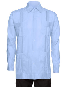 Mens Long Sleeve 100% Linen Guayabera Shirt