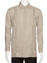 Load image into Gallery viewer, Mens Long Sleeve 100% Linen Guayabera Shirt
