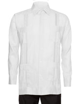 Mens Long Sleeve 100% Linen Guayabera Shirt