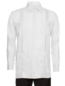 Mens Long Sleeve 100% Linen Guayabera Shirt