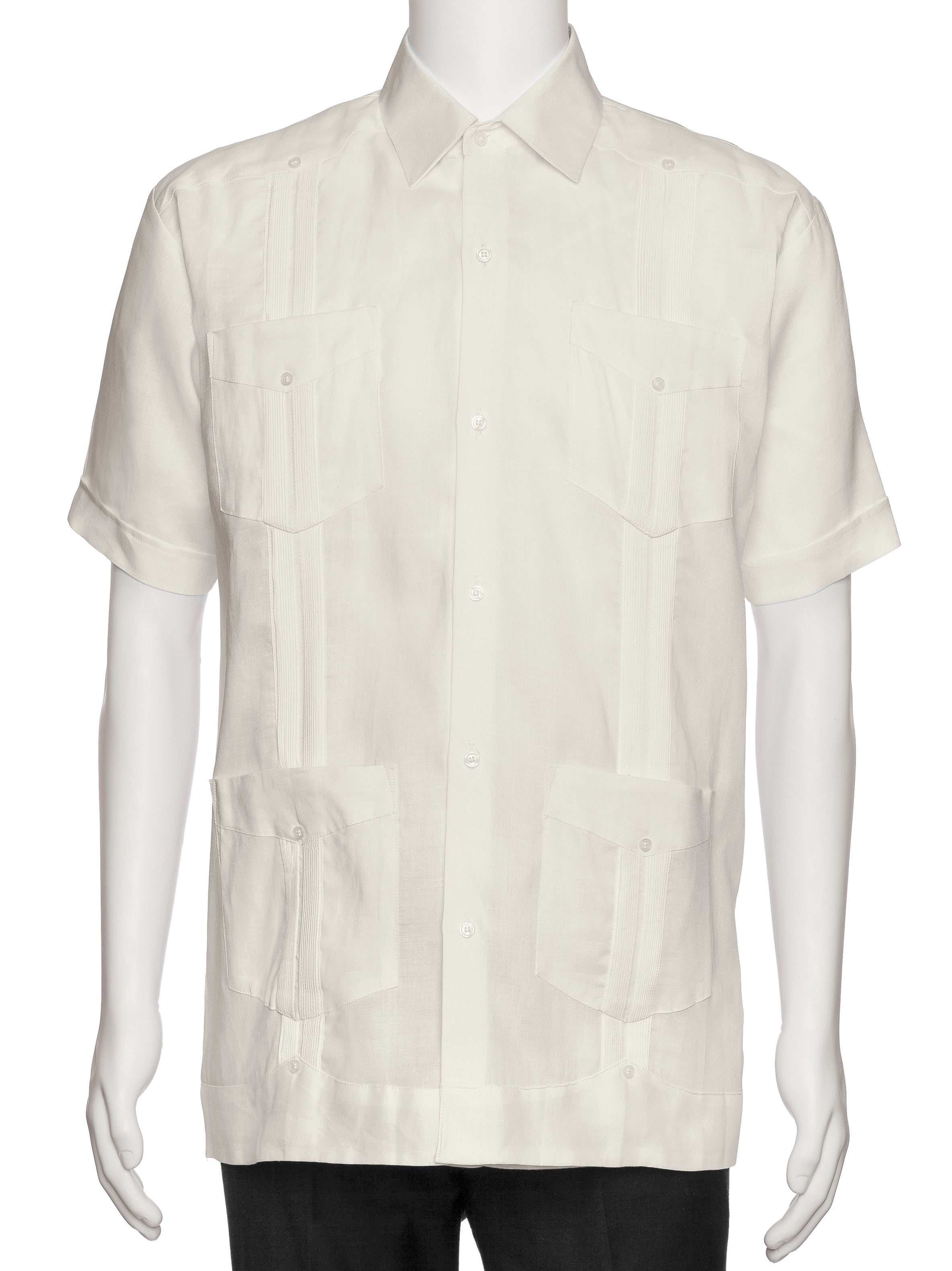 Mens Short Sleeve 100% Linen Guayabera Shirt