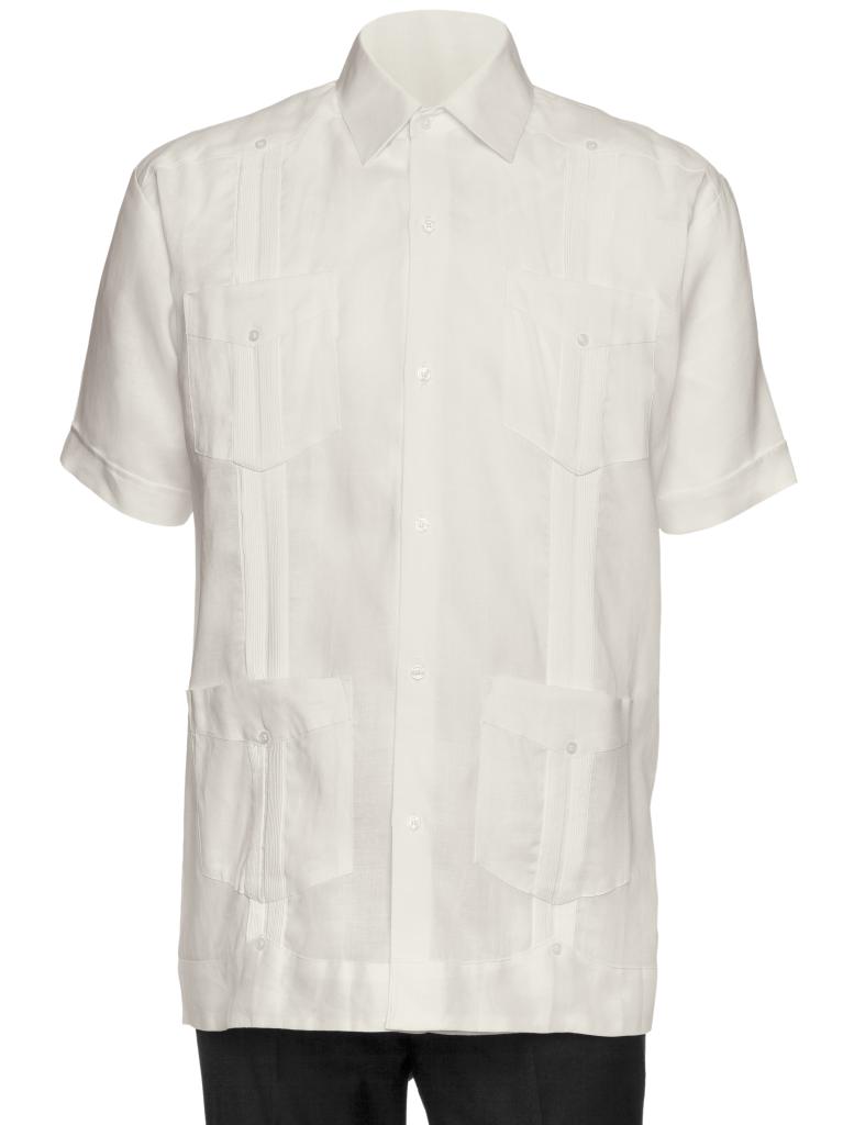 Mens Short Sleeve 100% Linen Guayabera Shirt