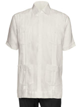 Mens Short Sleeve 100% Linen Guayabera Shirt