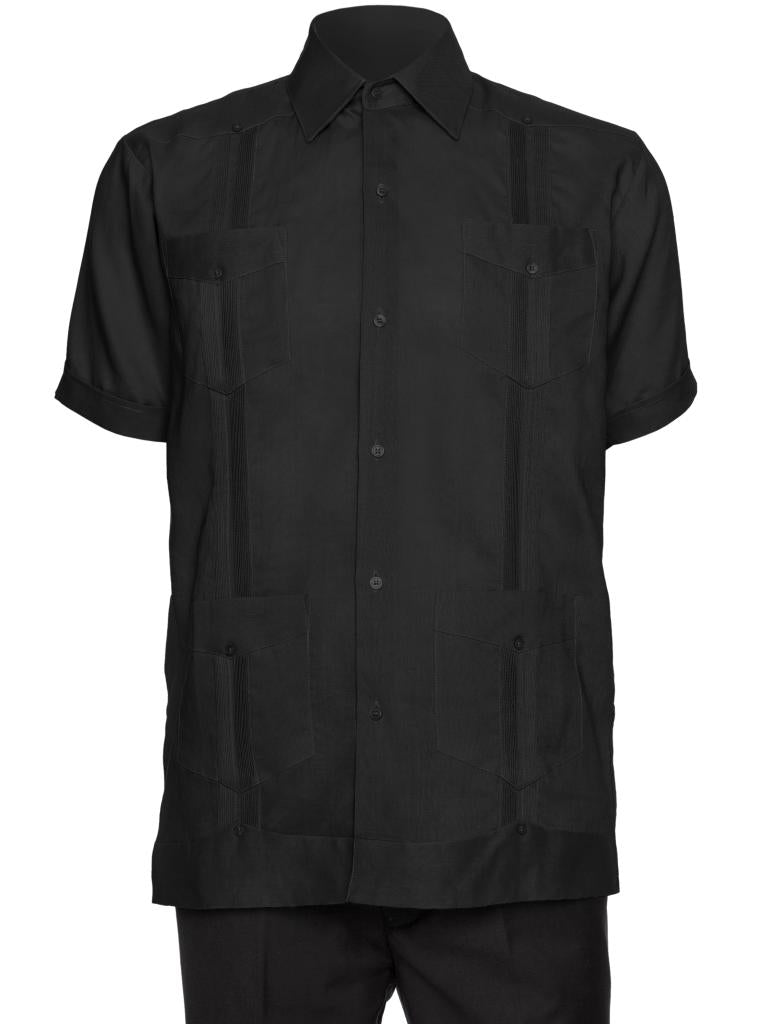 Mens Short Sleeve 100% Linen Guayabera Shirt