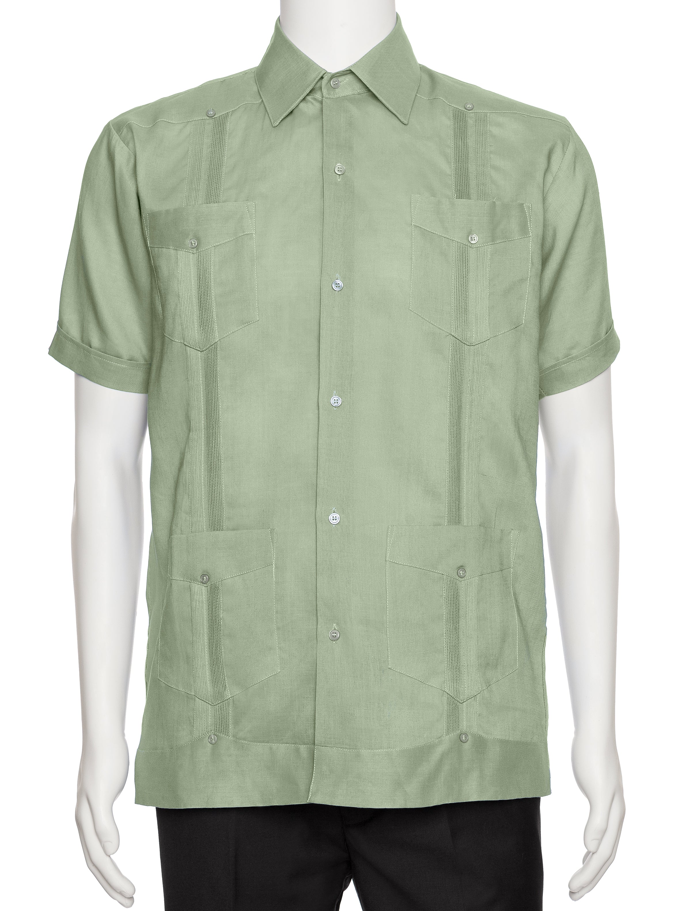 Mens Short Sleeve 100% Linen Guayabera Shirt