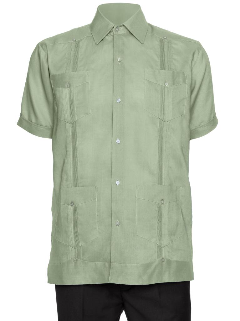 Mens Short Sleeve 100% Linen Guayabera Shirt