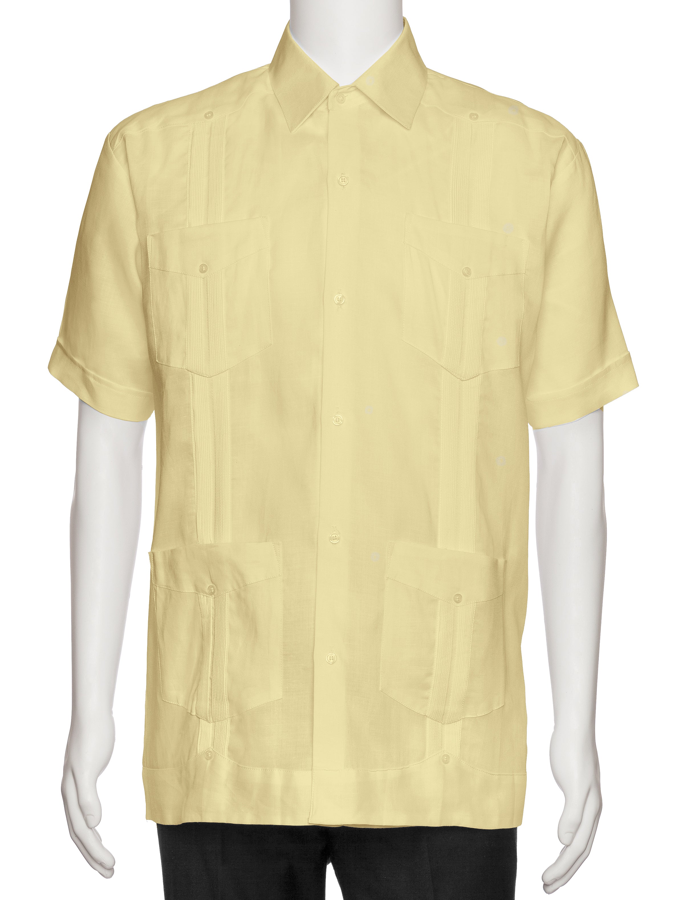 Mens Short Sleeve 100% Linen Guayabera Shirt