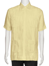 Mens Short Sleeve 100% Linen Guayabera Shirt