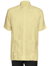Mens Short Sleeve 100% Linen Guayabera Shirt
