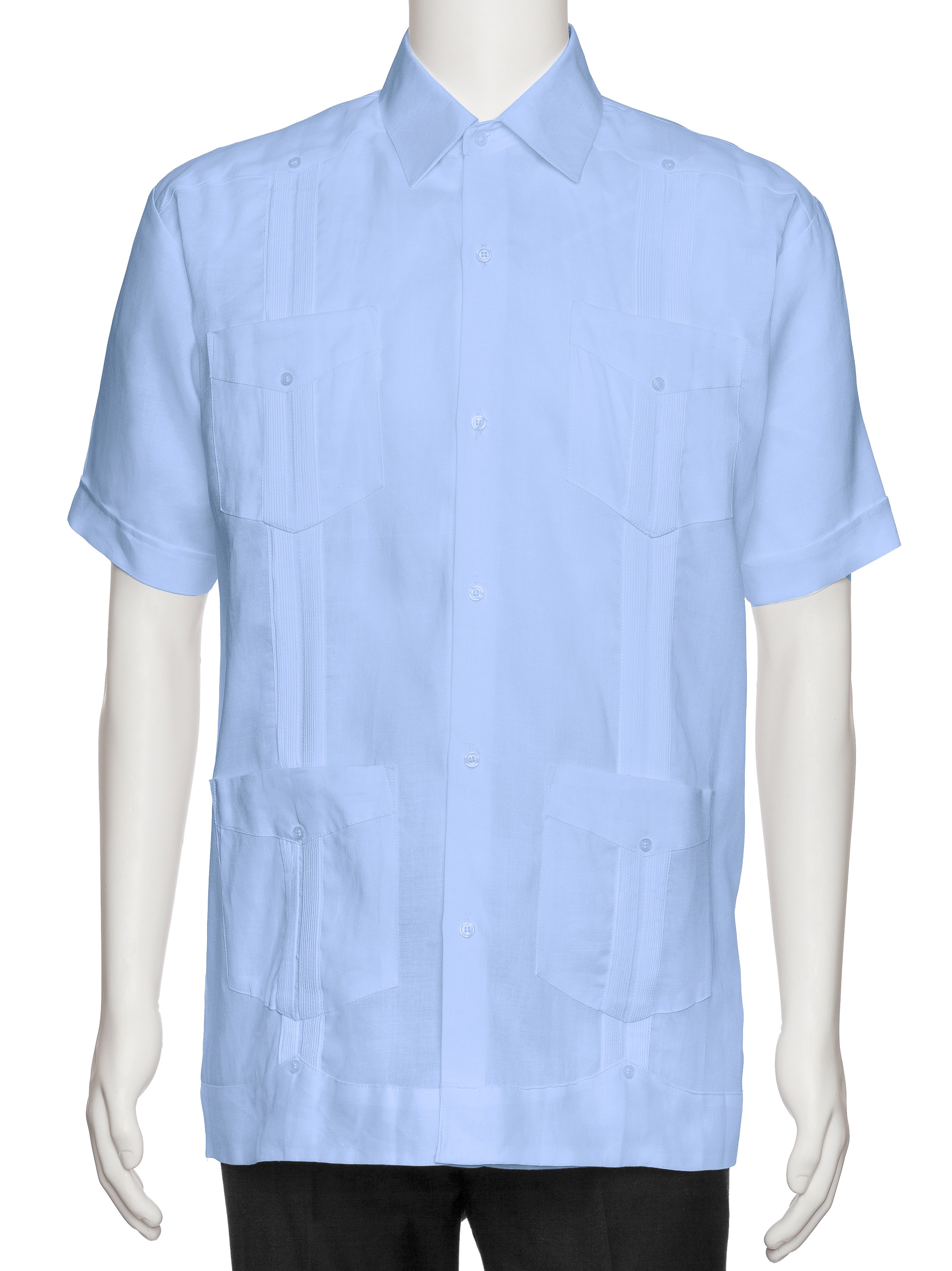 Mens Short Sleeve 100% Linen Guayabera Shirt