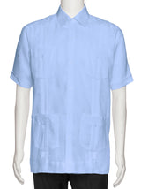 Mens Short Sleeve 100% Linen Guayabera Shirt