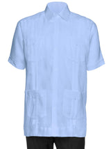 Mens Short Sleeve 100% Linen Guayabera Shirt