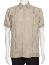 Mens Short Sleeve 100% Linen Guayabera Shirt