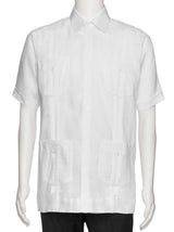 Mens Short Sleeve 100% Linen Guayabera Shirt