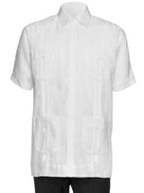 Mens Short Sleeve 100% Linen Guayabera Shirt