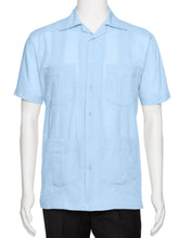 Load image into Gallery viewer, Mens Short Sleeve Cotton blend Guayabera Shirt
